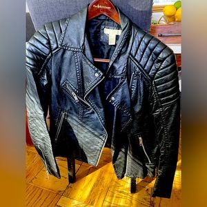 H&M short leather moto jacket